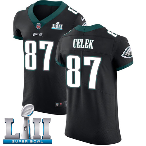 Nike Eagles #87 Brent Celek Black Alternate Super Bowl LII Men's Stitched NFL Vapor Untouchable Elite Jersey